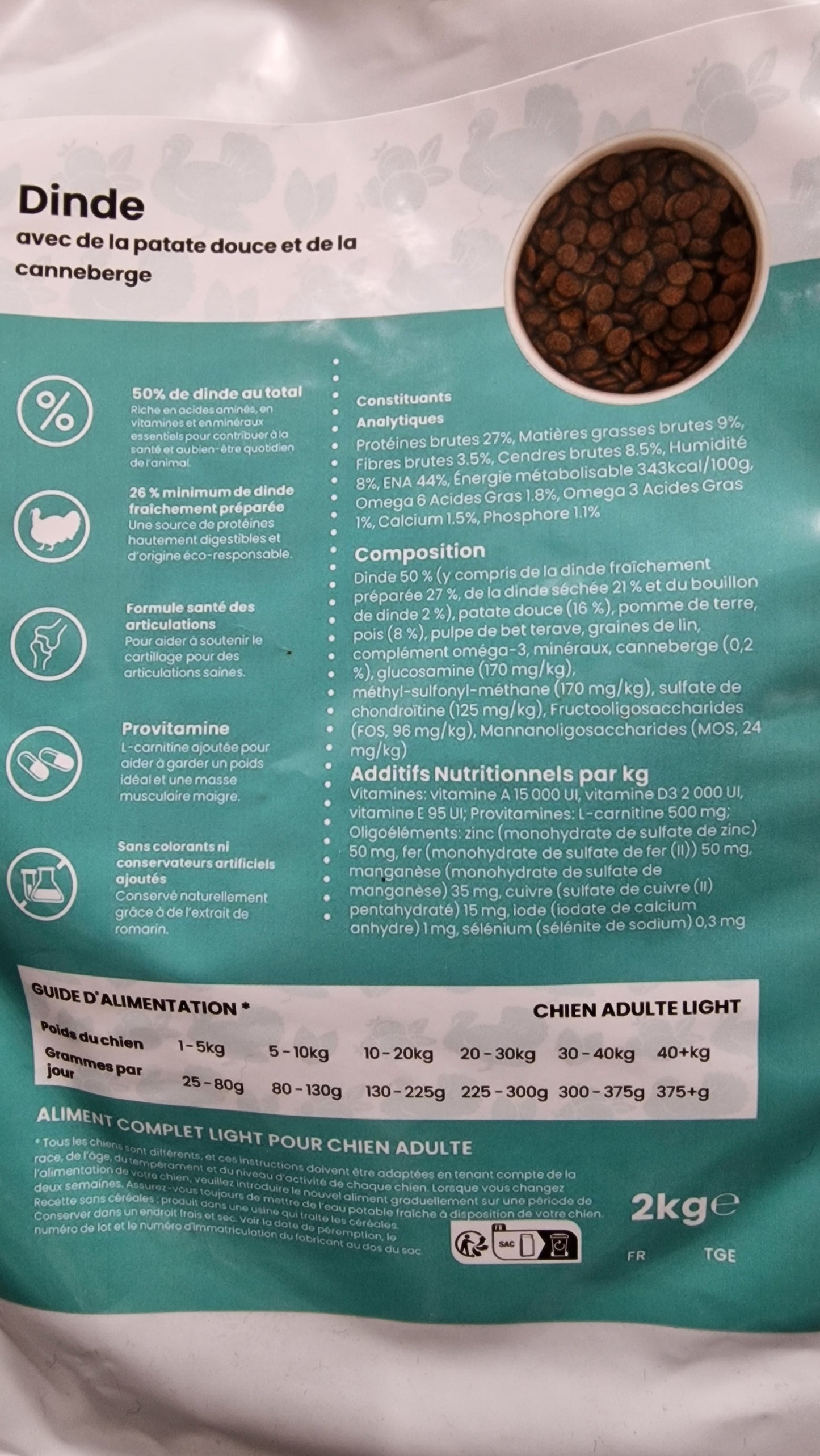 Croquettes Superfood 50% Dinde pour Chien Adulte Light