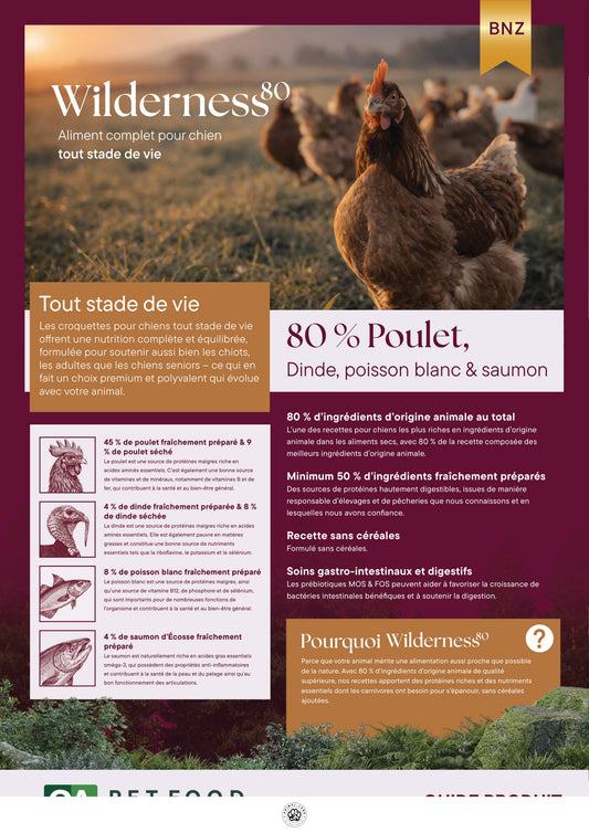 Croquettes Chien Wilderness 80% Poulet Dinde Poisson Saumon
