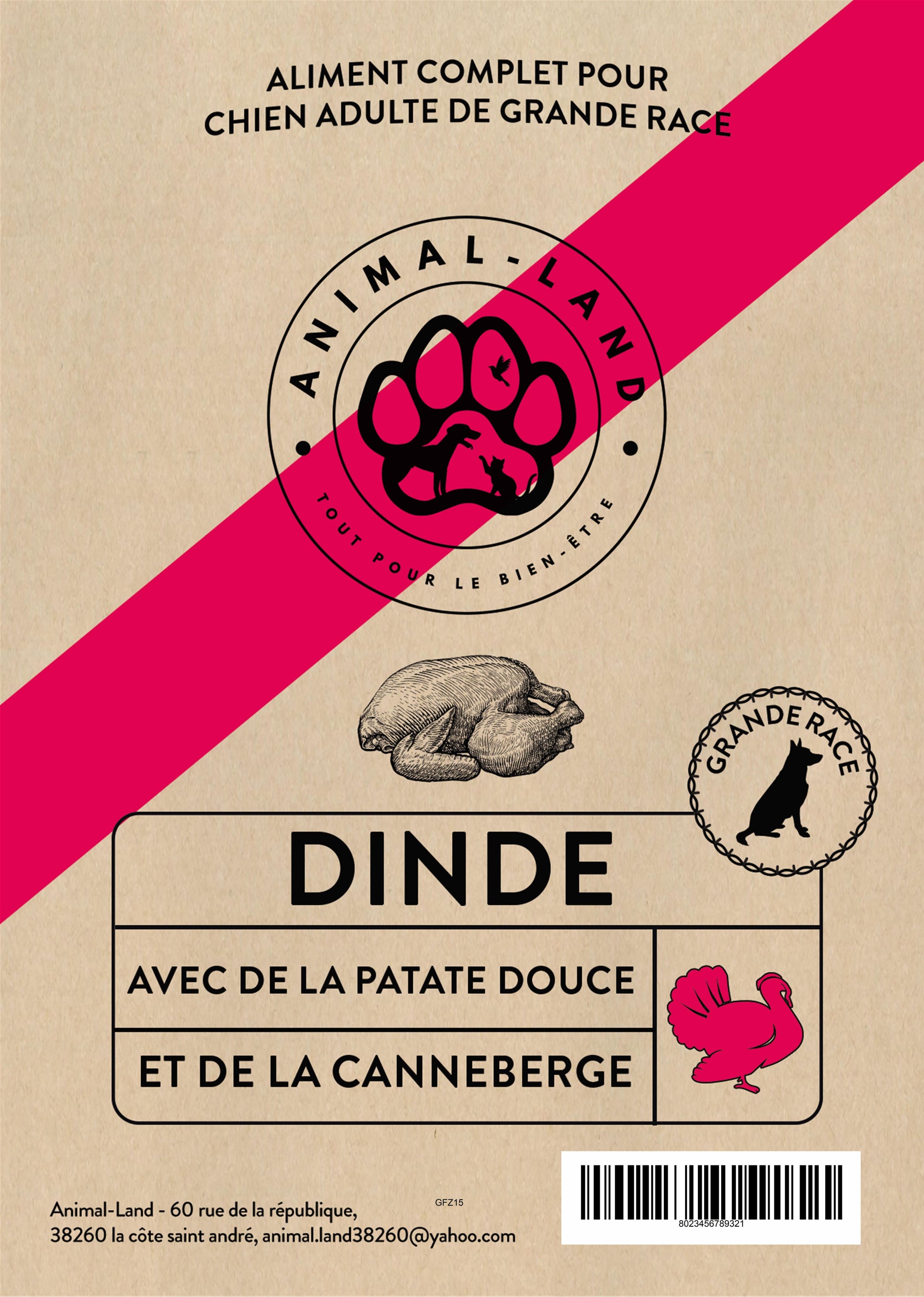 Croquettes Origine 50 chien adulte grande race dinde patate douce canneberge - sans céréales - Animal-Land