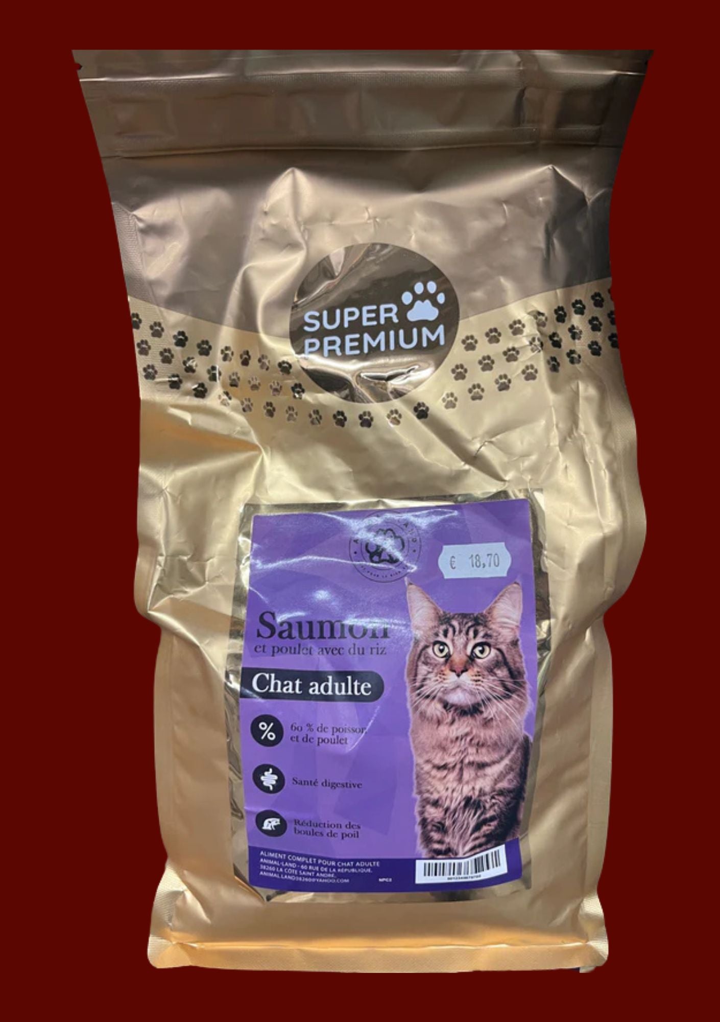 Croquettes Super Premium Saumon et Poulet  avec du riz pour chat