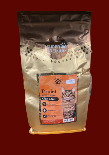 Croquettes Super Premium Poulet  avec du riz pour chat
