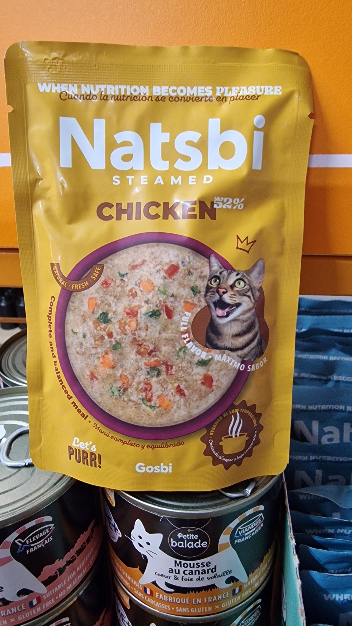 Sachet Natsbi Steamed Cat Poulet 80g - repas complet vapeur pour chat - Animal-Land