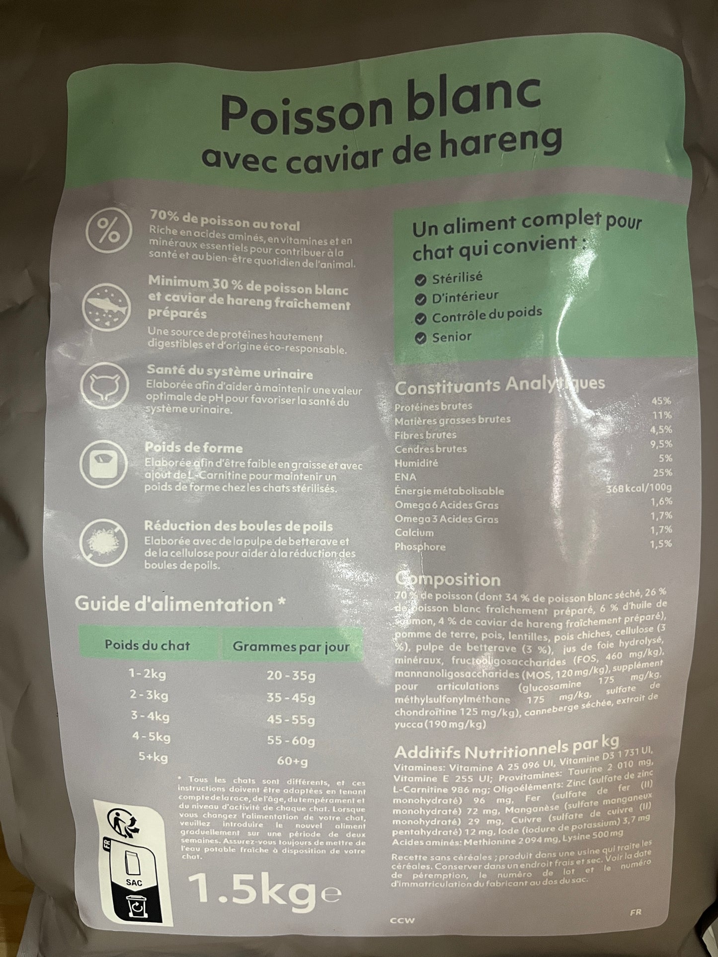 Connoisseur Poisson blanc avec Caviar de Hareng 70% pour Chat