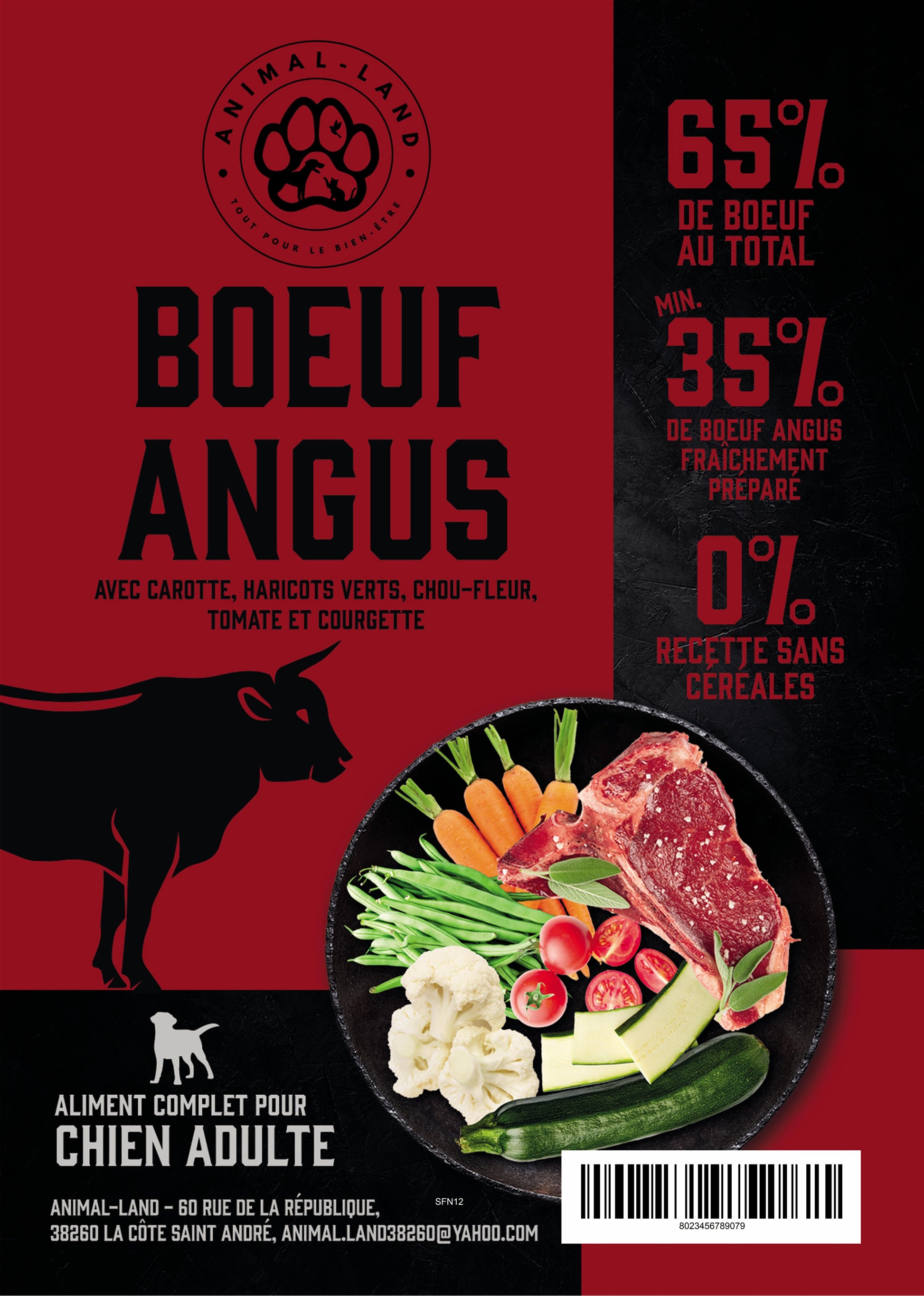 Intensité 65 — Adulte Bœuf Angus, carotte, haricots verts, chou-fleur, tomate, courgette. 65% de bœuf Angus, viande de meilleure qualité, plus riche en muscle et en persillage fin, pauvre en graisses saturées
Sans céréales, adapté aux chiens sensibles ou intolérants
Collagène naturel pour soutenir les articulations, les os et la peau
Enrichi en prébiotiques MOS et FOS pour une santé digestive optimale
Cuisson douce à 82°C (technologie Freshtrusion) pour préserver protéines, vitamines et minéraux
