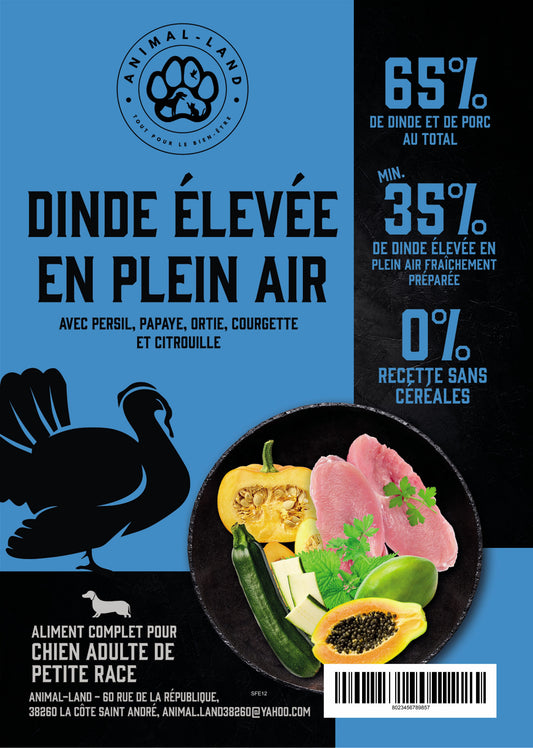Intensité 65 — Tout Stade de Vie Petite Race Dinde fermière, persil, papaye. 65% de dinde et de porc au total, dont 35% de dinde élevée en plein air fraîchement préparée
Pack soin des articulations (glucosamine, chondroïtine, MSM) pour soutenir le cartilage des chiens en surpoids
Collagène d'origine naturelle pour la santé des os, des articulations et de la peau
Faible teneur en matières grasses pour aider à maintenir un poids sain
Superaliments naturels : persil, papaye, ortie, courgette et citrouille
