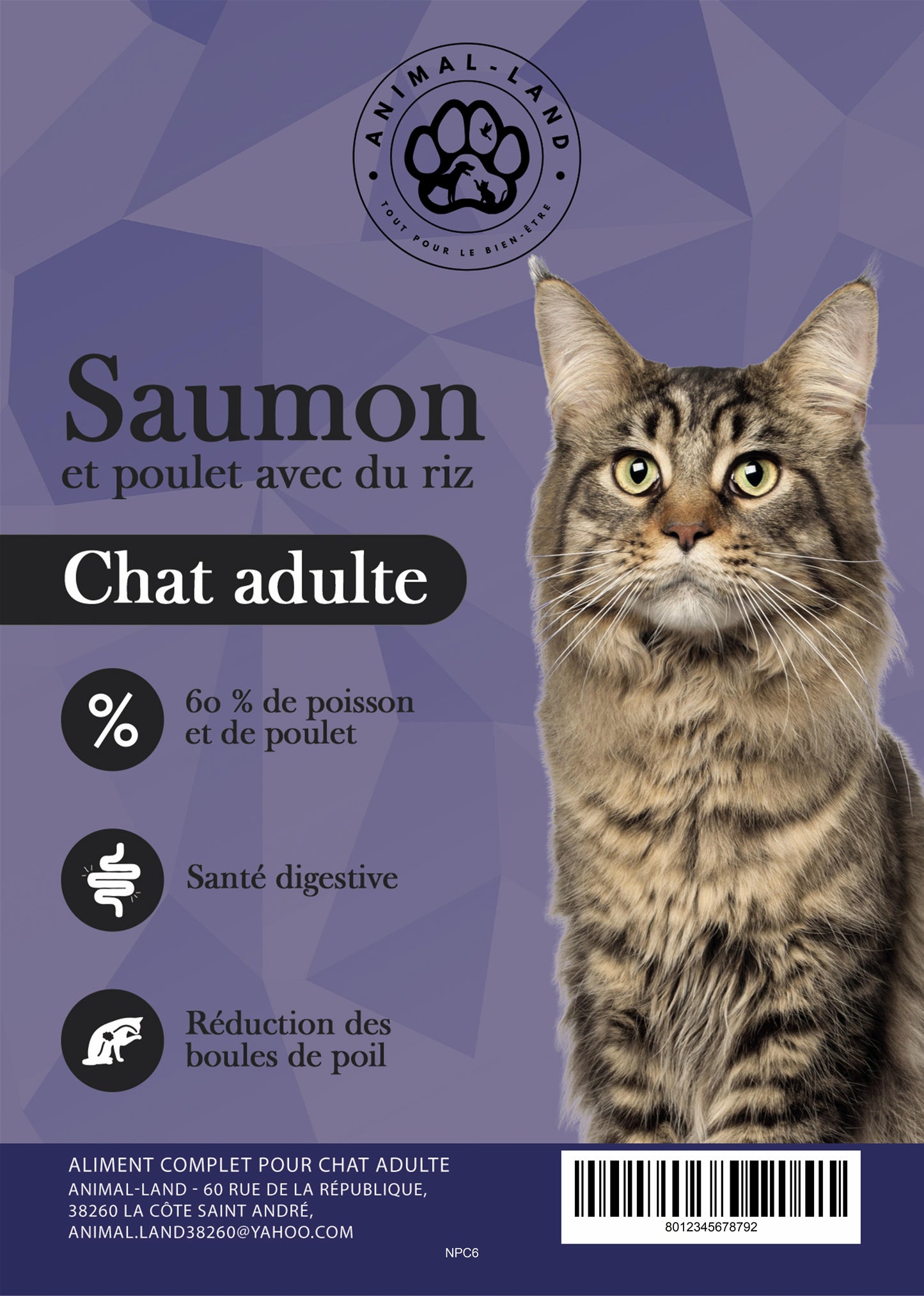 Croquettes Super Premium Saumon et Poulet  avec du riz pour chat
