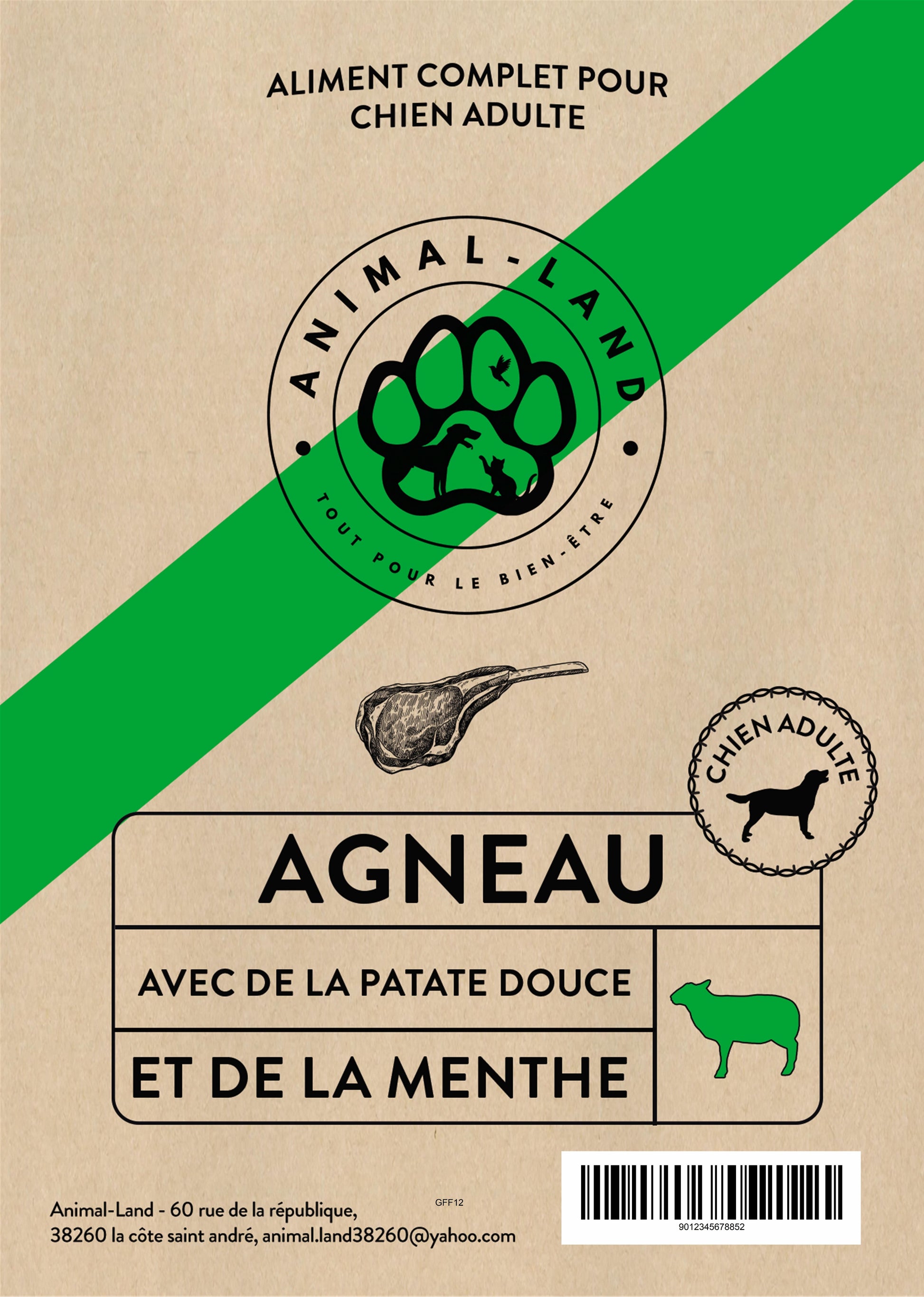 Origine 50 — Adulte Agneau, patate douce, menthe. 50% d'agneau au total, dont 26% minimum d'agneau fraîchement préparé cuit en douceur à 82°C pour préserver les protéines et la digestibilité
Patate douce (23%) comme excellente alternative aux céréales, source de glucides complexes et de vitamines B
Menthe, qui facilite la digestion et apporte fer, vitamines A et C
Complément en oméga-3 ajouté pour renforcer la santé de la peau et du pelage
Prébiotiques MOS et FOS favorisant l'équilibre dela flore intestinal