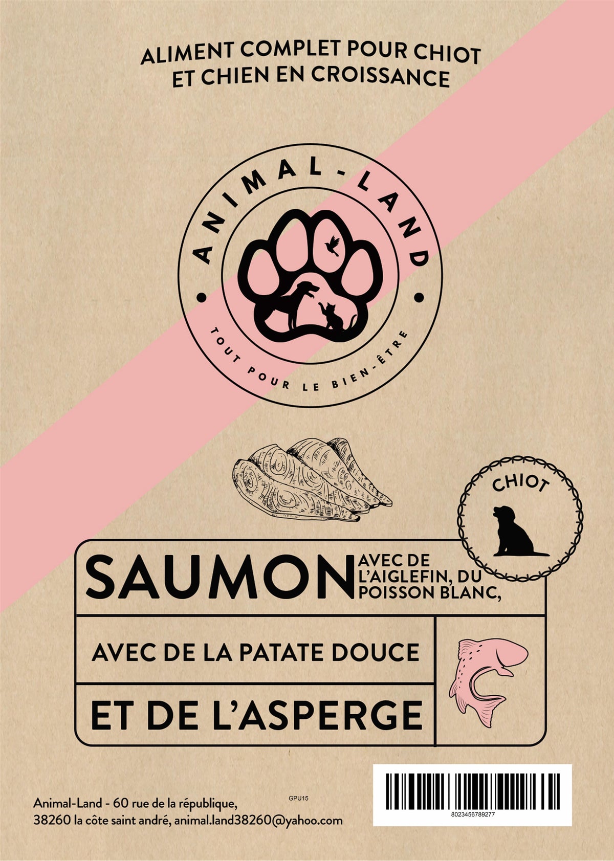 Origine 50 — Chiot Saumon, Aiglefin & Merlan, patate douce, asperge. 50% de poissons frais (saumon, aiglefin, poisson blanc) pour un apport optimal en protéines de haute qualité
Sans céréales, adapté aux chiots sensibles ou intolérants
Enrichi en oméga-3 pour une peau saine et un pelage brillant
Cuisson douce à 82°C pour préserver les protéines, les saveurs et la digestibilité
Prébiotiques MOS et FOS pour une santé digestive optimale
À base de patate douce, une alternative naturelle et digeste aux céréales

