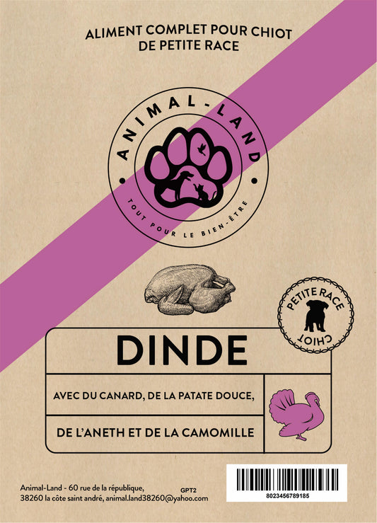 Origine 50 — chiot dinde, canard, patate douce, aneth et camomille. 60 % de dinde et canard au total, sources de protéines de qualité
26 % minimum de dinde fraîchement préparée, hautement digestible
Formule santé des articulations (glucosamine, chondroïtine) adaptée à la croissance des chiots
Complément en Oméga-3 pour le développement cognitif et visuel
Patate douce : alternative saine aux céréales, source de vitamines B
Sans colorants ni conservateurs artificiels (conservation naturelle 