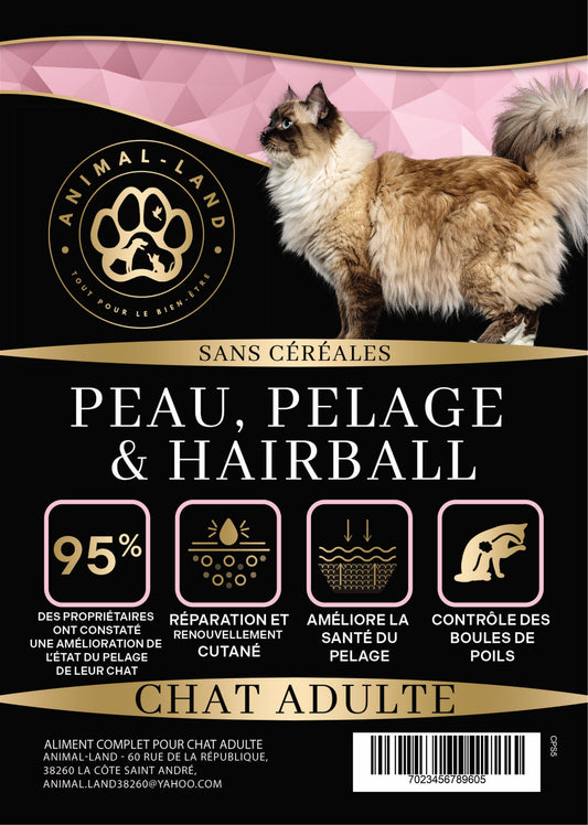 Précision 3 — Peau, Pelage & Hairball, Saumon- tout stade de vie. Un pelage brillant et doux est le reflet d'une bonne nutrition, d'une hydratation adéquate et d'une bonne santé interne. Son maintien repose sur une alimentation riche en protéines de haute qualité et en nutriments essentiels — acides gras essentiels, vitamines et minéraux — qui soutiennent l'intégrité de la barrière cutanée, réduisent l'inflammation et favorisent un pelage brillant et résistant.