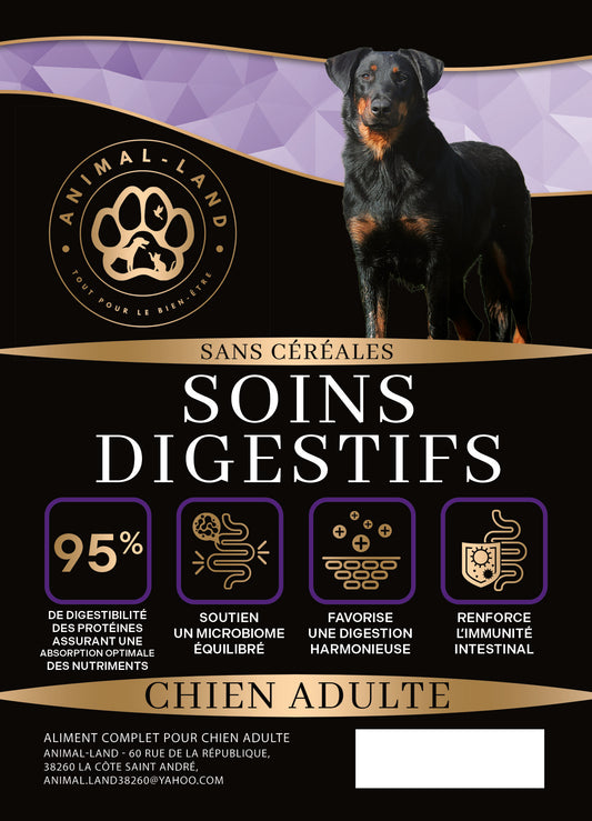 Précision 3 — Soins Digestifs & Gastro-Intestinaux Dinde hydrolysée - Adulte. Croquette Animal-Land à base de viande et/ou poisson frais à destination humaine, sans céréales, naturel, totalement hypoallergénique et presque entièrement digestible.
Soutient un microbiome équilibré, favorise une digestion harmonieuse, renforce l’immunité intestinale, absorption des nutriments améliorées. Pour les troubles digestifs : ballonnements, diarrhée, constipation, mauvaise haleine, digestibilité des protéines de 95%.