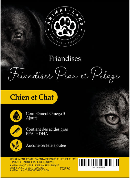 Friandises Peau & Pelage Chien Chat – Saumon, Oméga 3, Zinc, Biotine | Animal-Land