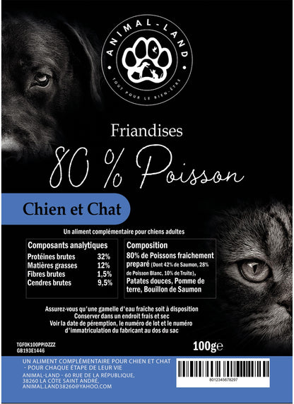 Friandises 80% Poisson Chien Chat – Saumon Truite Sans Céréales | Animal-Land