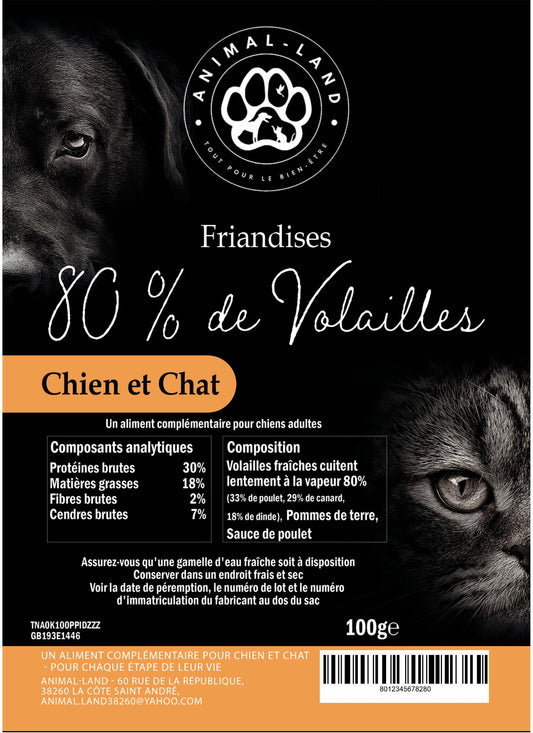Friandises 80% Volaille Chien Chat – Sans Céréales | Animal-Land