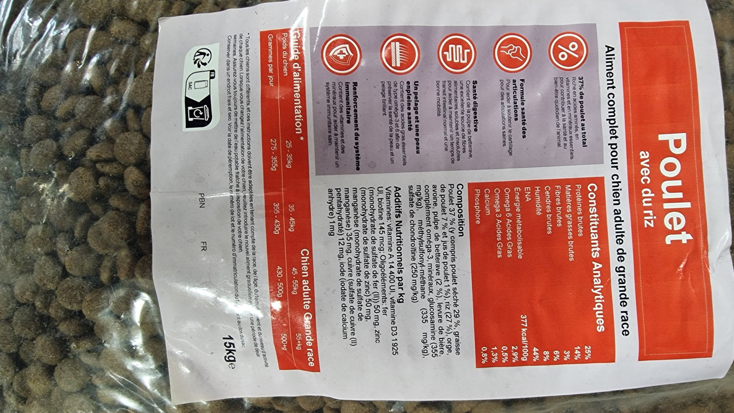 Super Premium poulet riz pour chien grande race