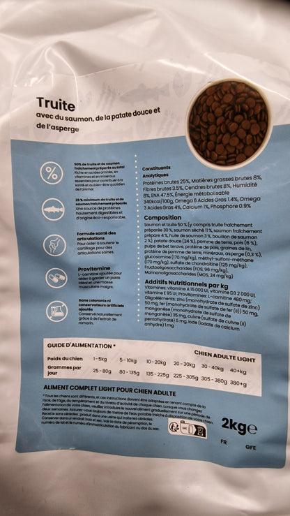 Superfood 50% Truite Saumon Chiens Adulte & Sénior/Light