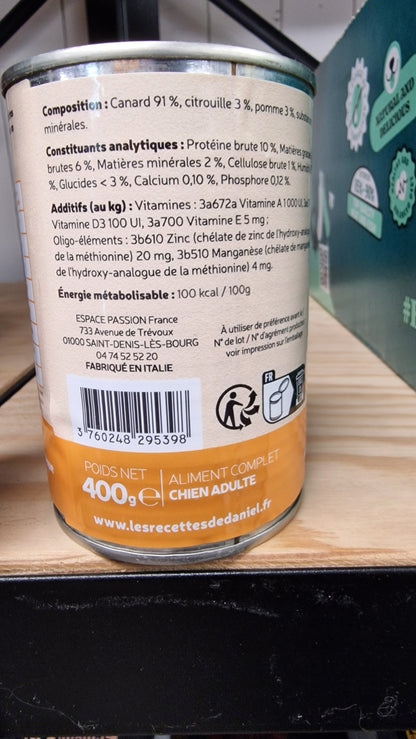 Terrine Canard, Citrouille & Pomme - Chien Adulte - 400g