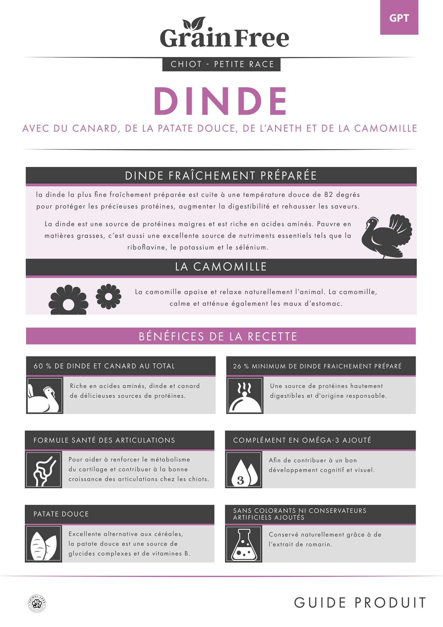 Origine 50 — chiot dinde, canard, patate douce, aneth et camomille