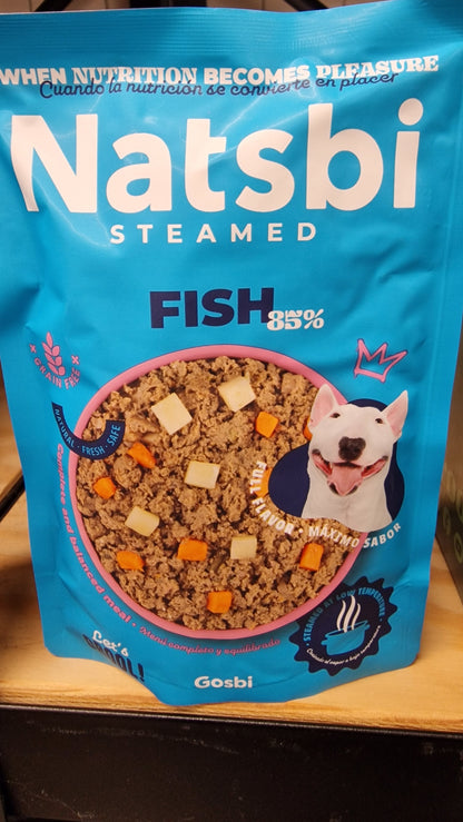 Natsbi Steamed Poisson 85% - Chien Adulte & Chiot - 200g