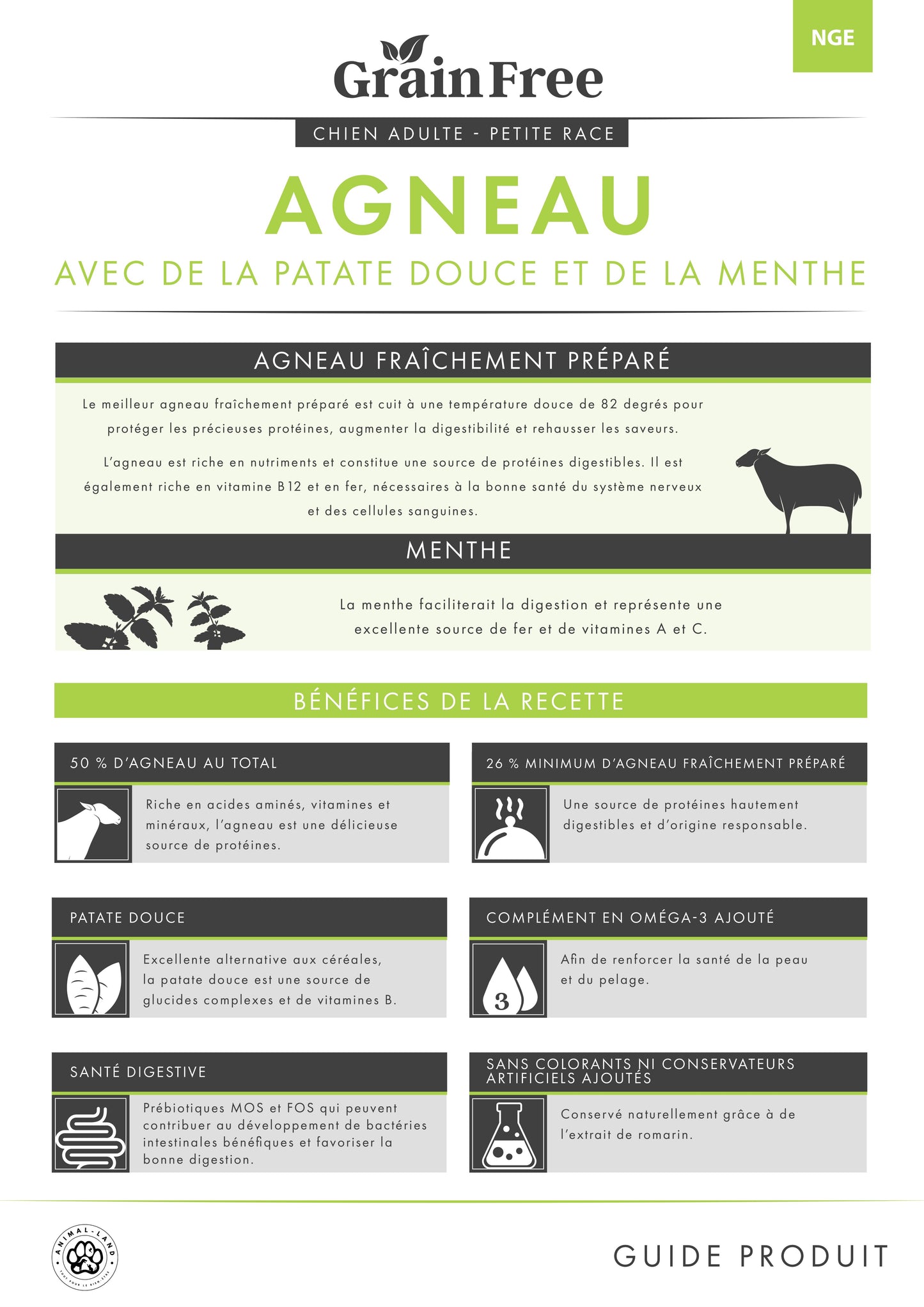 Origine 50 — Adulte Petite Race Agneau, patate douce, menthe