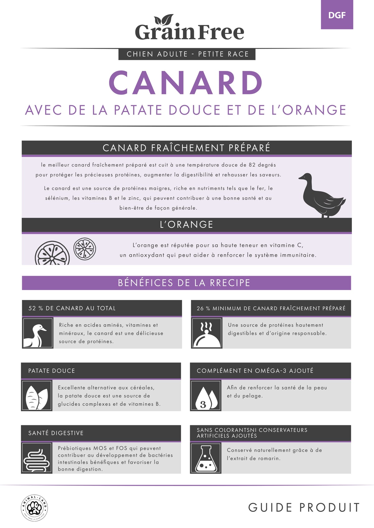 Origine 50 — Adulte Petite Race Canard, patate douce, orange