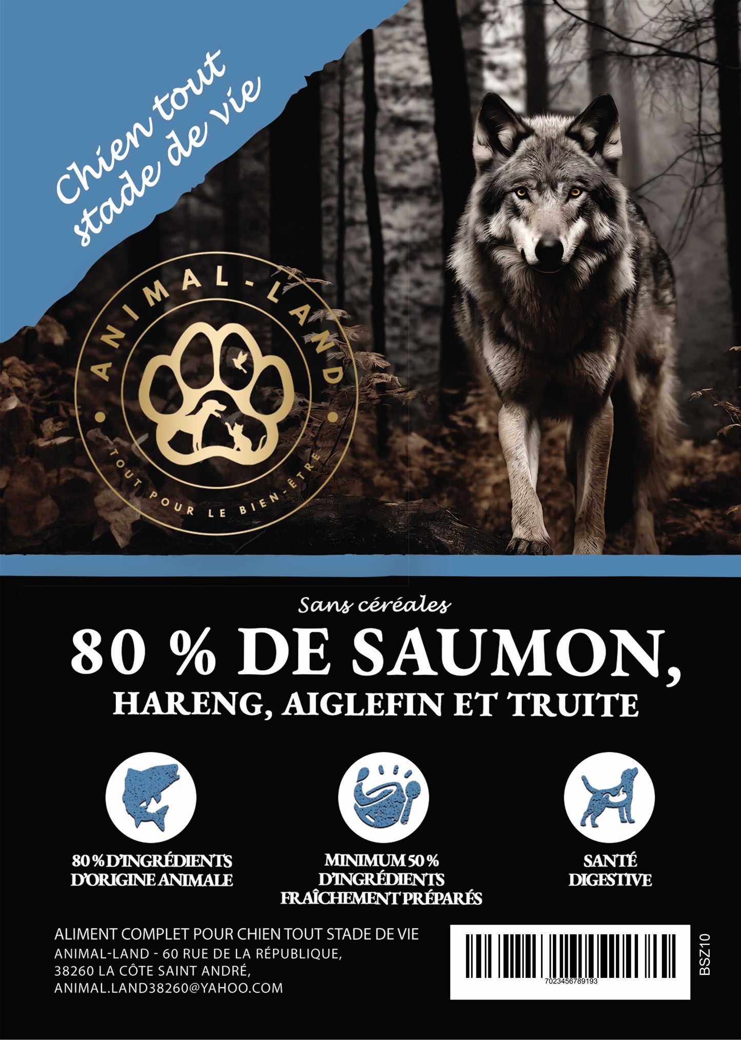 Croquettes Chien Wilderness 80% Saumon Hareng Églefin Truite